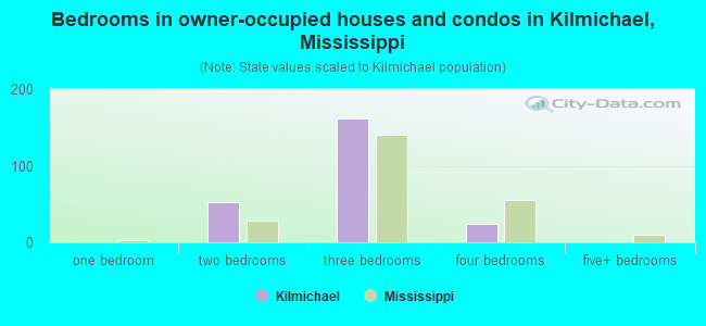 Bedrooms in owner-occupied houses and condos in Kilmichael, Mississippi