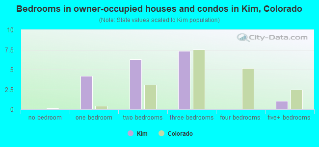 Bedrooms in owner-occupied houses and condos in Kim, Colorado