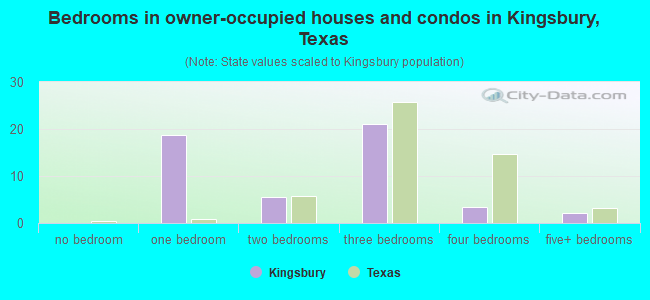 Bedrooms in owner-occupied houses and condos in Kingsbury, Texas