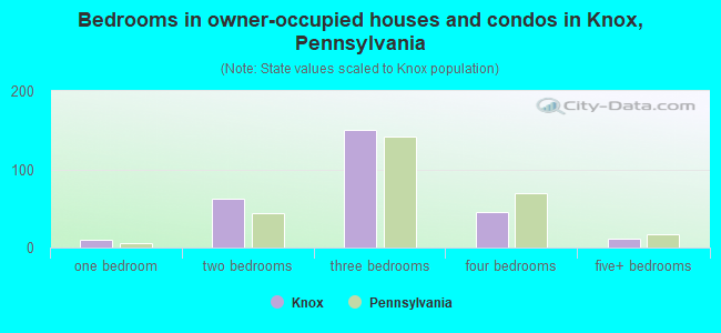 Bedrooms in owner-occupied houses and condos in Knox, Pennsylvania