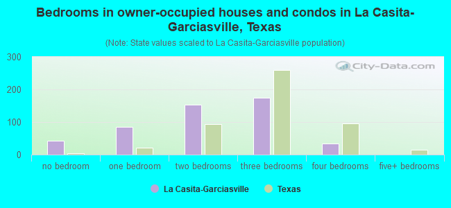 Bedrooms in owner-occupied houses and condos in La Casita-Garciasville, Texas