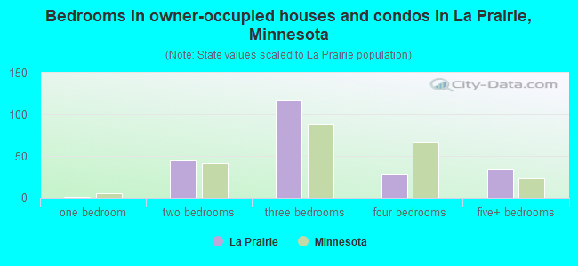 Bedrooms in owner-occupied houses and condos in La Prairie, Minnesota