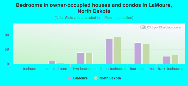 Bedrooms in owner-occupied houses and condos in LaMoure, North Dakota