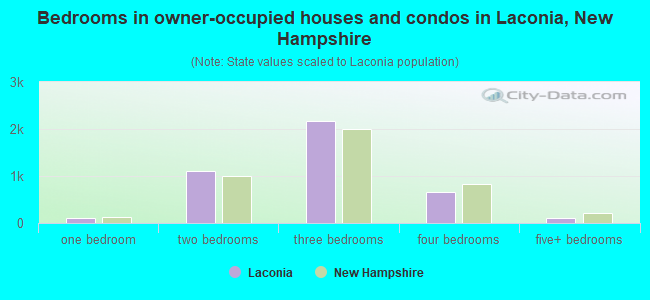Bedrooms in owner-occupied houses and condos in Laconia, New Hampshire