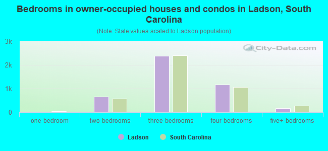 Bedrooms in owner-occupied houses and condos in Ladson, South Carolina