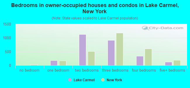 Bedrooms in owner-occupied houses and condos in Lake Carmel, New York