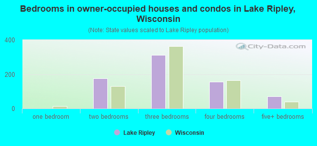 Bedrooms in owner-occupied houses and condos in Lake Ripley, Wisconsin
