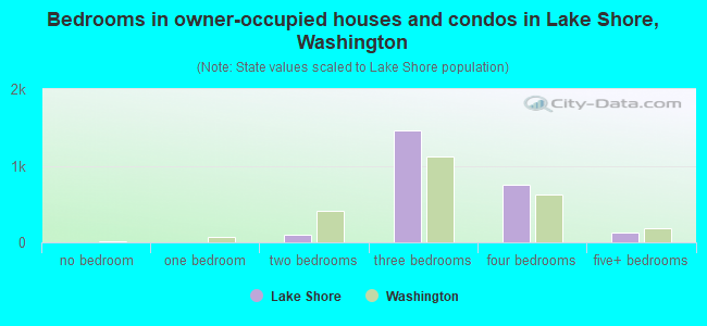 Bedrooms in owner-occupied houses and condos in Lake Shore, Washington
