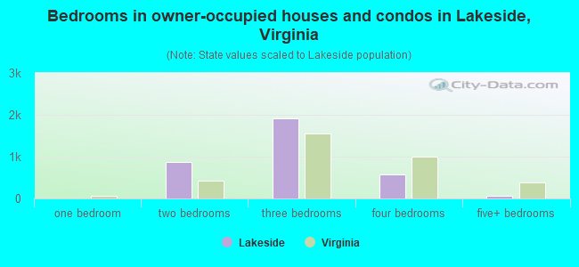 Bedrooms in owner-occupied houses and condos in Lakeside, Virginia