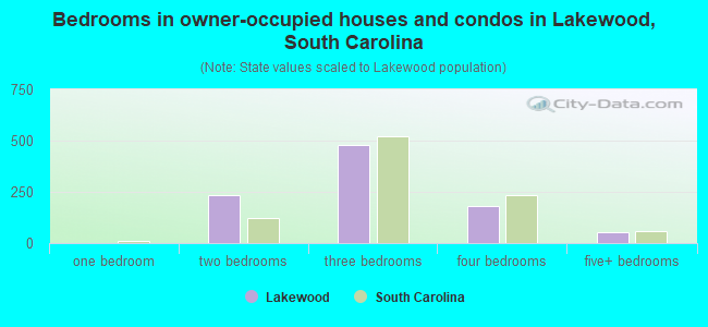 Bedrooms in owner-occupied houses and condos in Lakewood, South Carolina