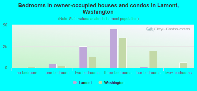 Bedrooms in owner-occupied houses and condos in Lamont, Washington