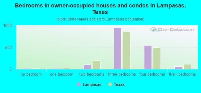 Bedrooms in owner-occupied houses and condos in Lampasas, Texas