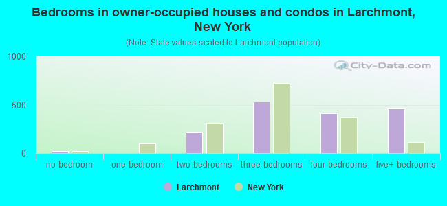 Bedrooms in owner-occupied houses and condos in Larchmont, New York