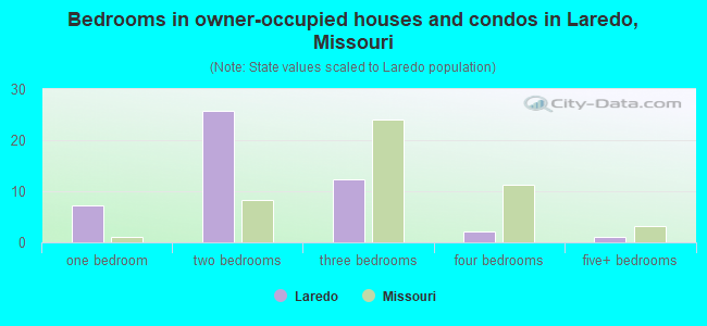 Bedrooms in owner-occupied houses and condos in Laredo, Missouri