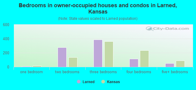 Bedrooms in owner-occupied houses and condos in Larned, Kansas