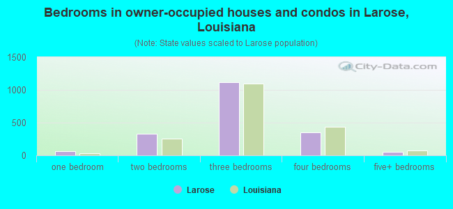 Bedrooms in owner-occupied houses and condos in Larose, Louisiana