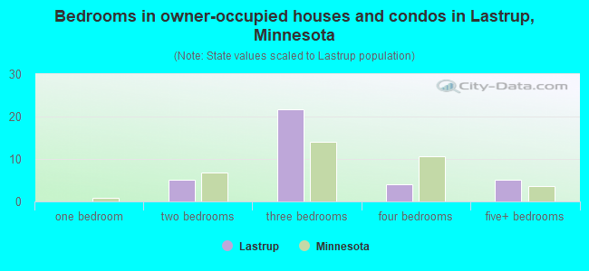 Bedrooms in owner-occupied houses and condos in Lastrup, Minnesota