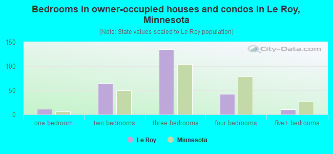 Bedrooms in owner-occupied houses and condos in Le Roy, Minnesota