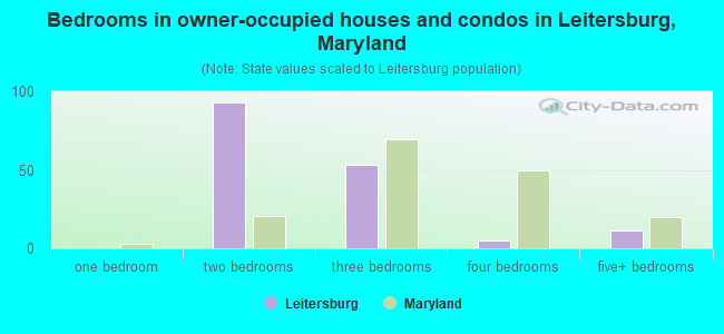 Bedrooms in owner-occupied houses and condos in Leitersburg, Maryland