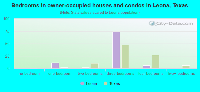 Bedrooms in owner-occupied houses and condos in Leona, Texas
