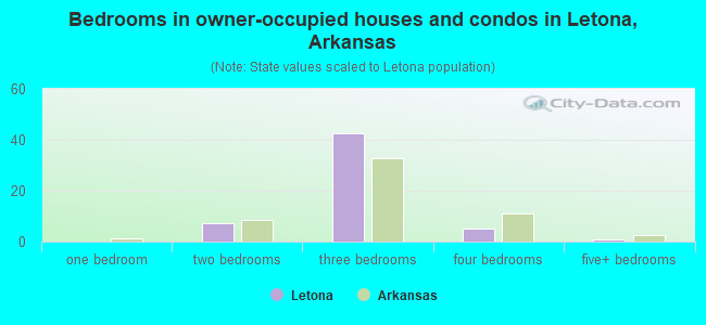 Bedrooms in owner-occupied houses and condos in Letona, Arkansas