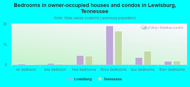 Bedrooms in owner-occupied houses and condos in Lewisburg, Tennessee