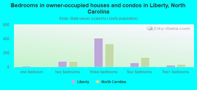 Bedrooms in owner-occupied houses and condos in Liberty, North Carolina