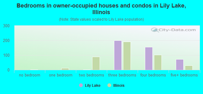 Bedrooms in owner-occupied houses and condos in Lily Lake, Illinois