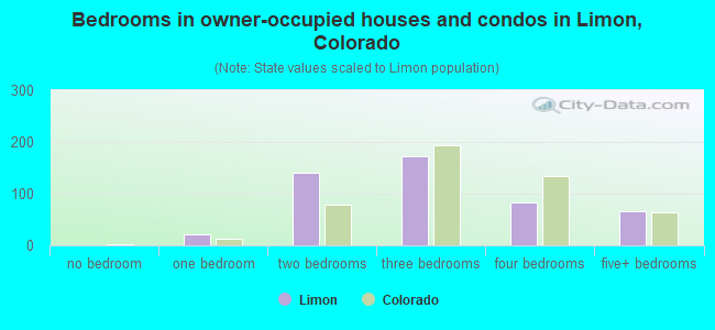 Bedrooms in owner-occupied houses and condos in Limon, Colorado
