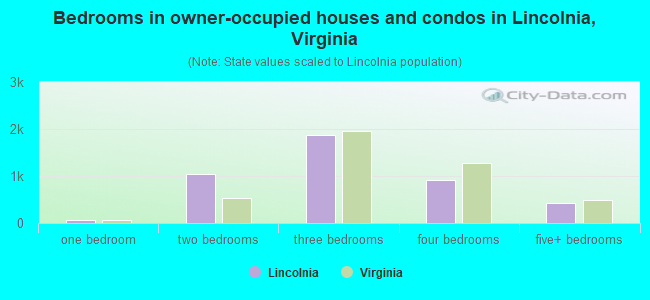 Bedrooms in owner-occupied houses and condos in Lincolnia, Virginia