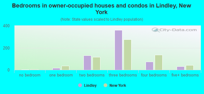 Bedrooms in owner-occupied houses and condos in Lindley, New York