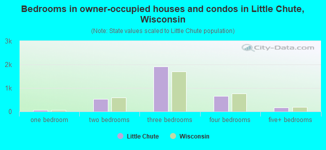 Bedrooms in owner-occupied houses and condos in Little Chute, Wisconsin