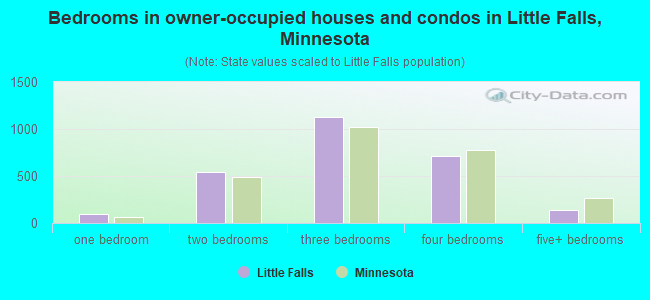 Bedrooms in owner-occupied houses and condos in Little Falls, Minnesota
