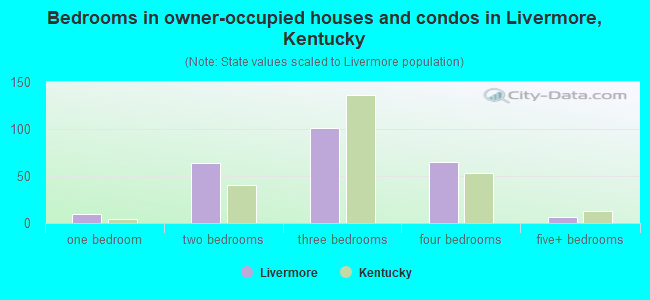 Bedrooms in owner-occupied houses and condos in Livermore, Kentucky