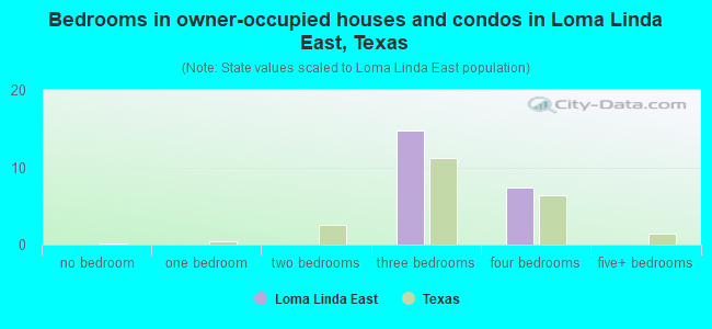 Bedrooms in owner-occupied houses and condos in Loma Linda East, Texas