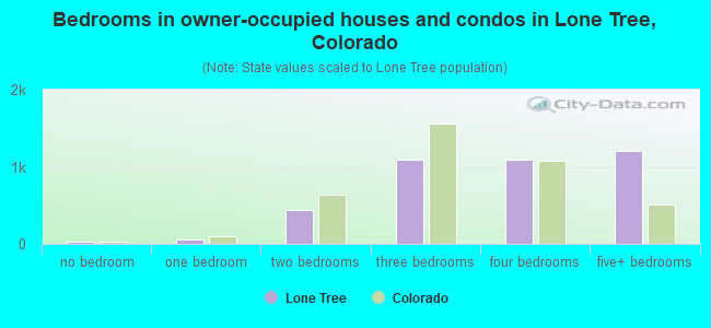 Bedrooms in owner-occupied houses and condos in Lone Tree, Colorado