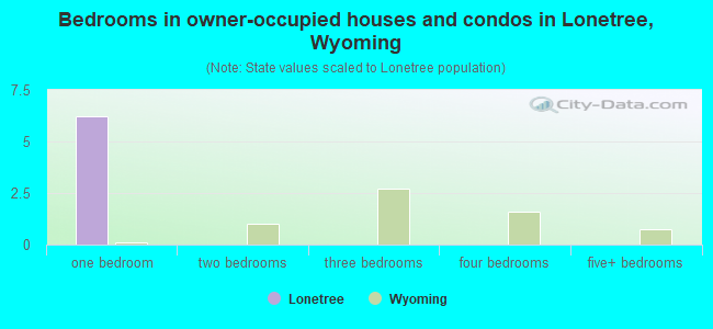 Bedrooms in owner-occupied houses and condos in Lonetree, Wyoming