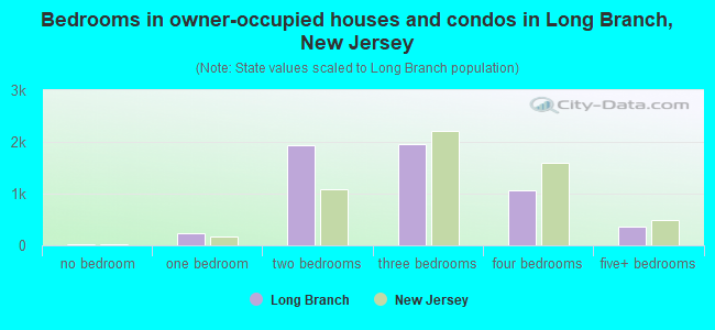 Bedrooms in owner-occupied houses and condos in Long Branch, New Jersey