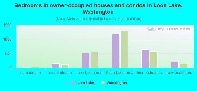 Bedrooms in owner-occupied houses and condos in Loon Lake, Washington