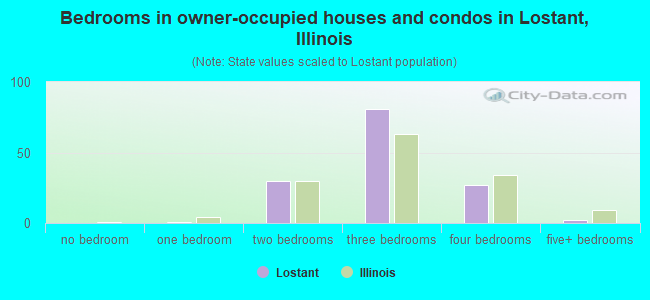 Bedrooms in owner-occupied houses and condos in Lostant, Illinois