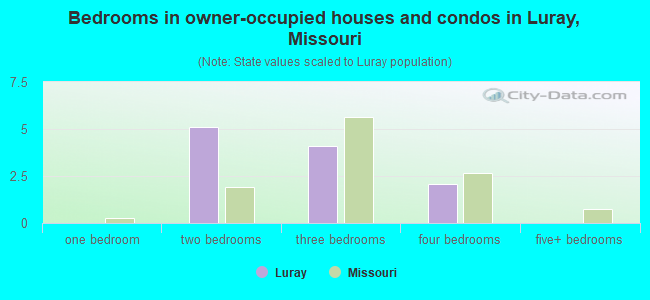 Bedrooms in owner-occupied houses and condos in Luray, Missouri