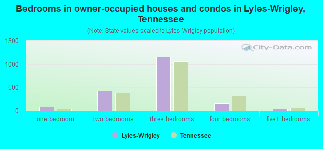 Bedrooms in owner-occupied houses and condos in Lyles-Wrigley, Tennessee