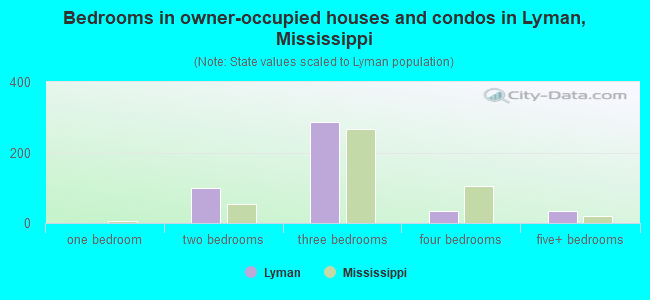 Bedrooms in owner-occupied houses and condos in Lyman, Mississippi