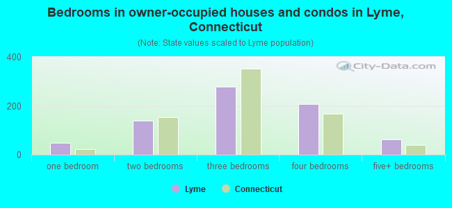 Bedrooms in owner-occupied houses and condos in Lyme, Connecticut