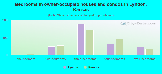 Bedrooms in owner-occupied houses and condos in Lyndon, Kansas