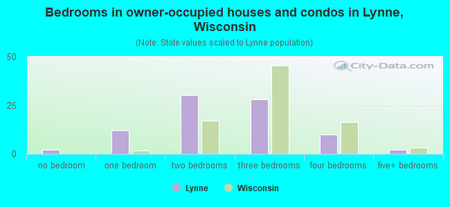 Bedrooms in owner-occupied houses and condos in Lynne, Wisconsin