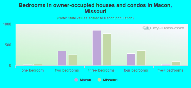Bedrooms in owner-occupied houses and condos in Macon, Missouri