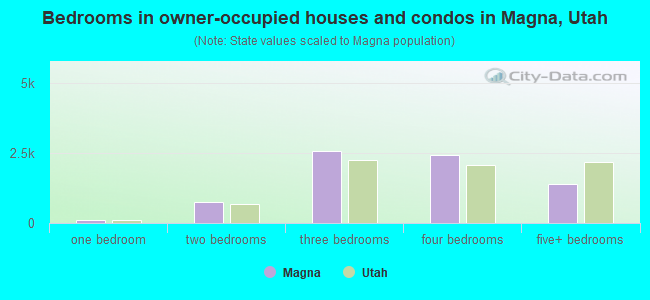 Bedrooms in owner-occupied houses and condos in Magna, Utah