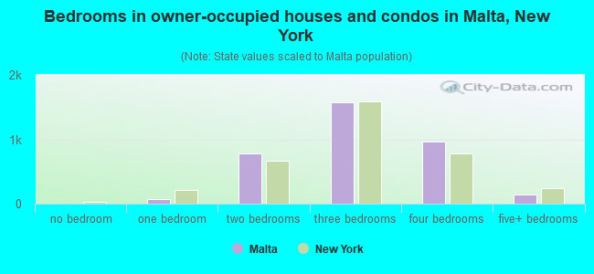 Bedrooms in owner-occupied houses and condos in Malta, New York