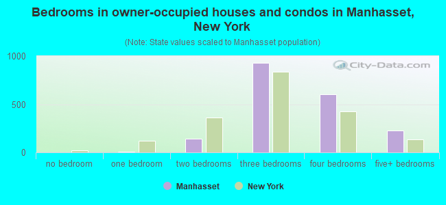 Bedrooms in owner-occupied houses and condos in Manhasset, New York